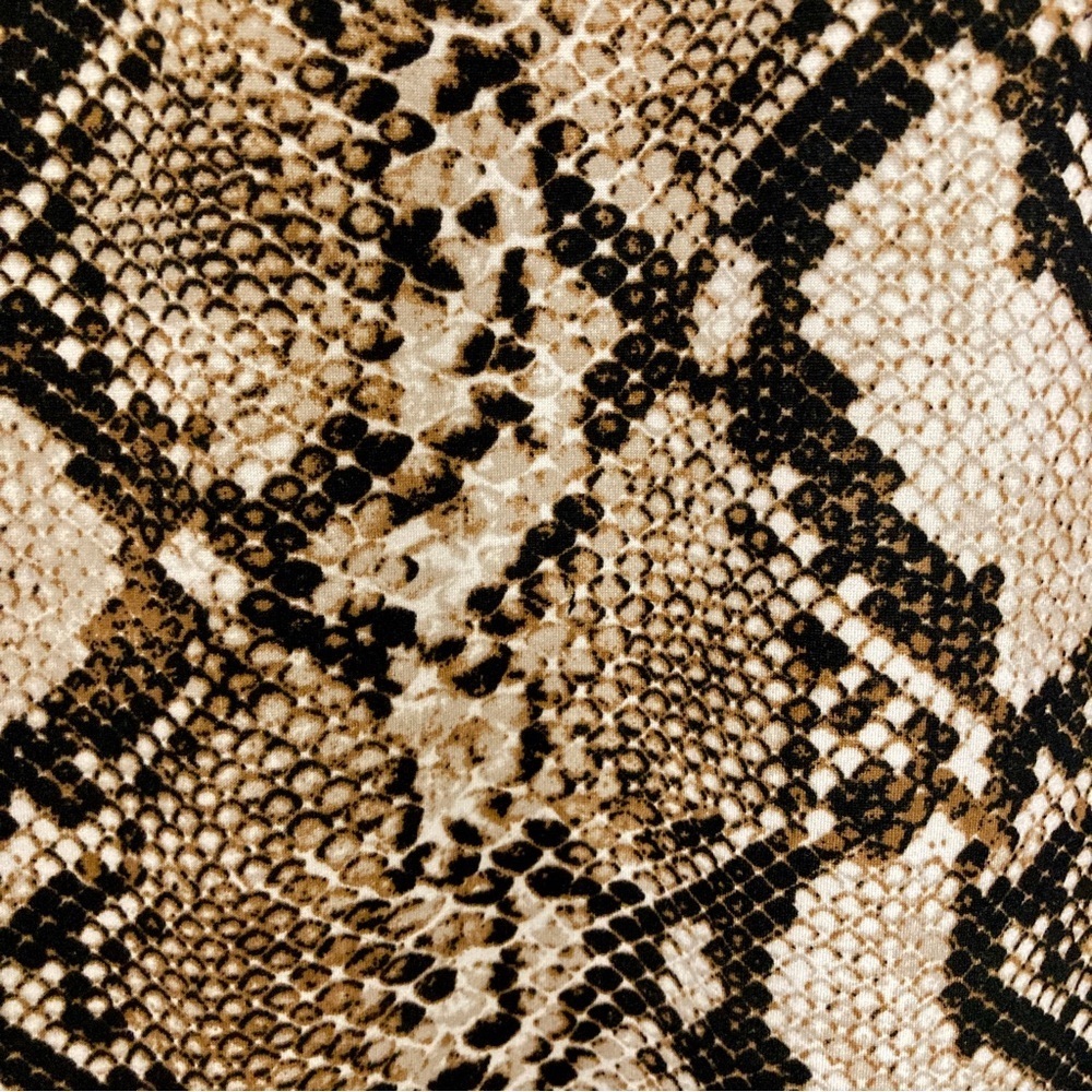 Leith Bodycon Tan & Dark Brown Long Sleeve Snake Print Dress - Size Small - Picture 7 of 9